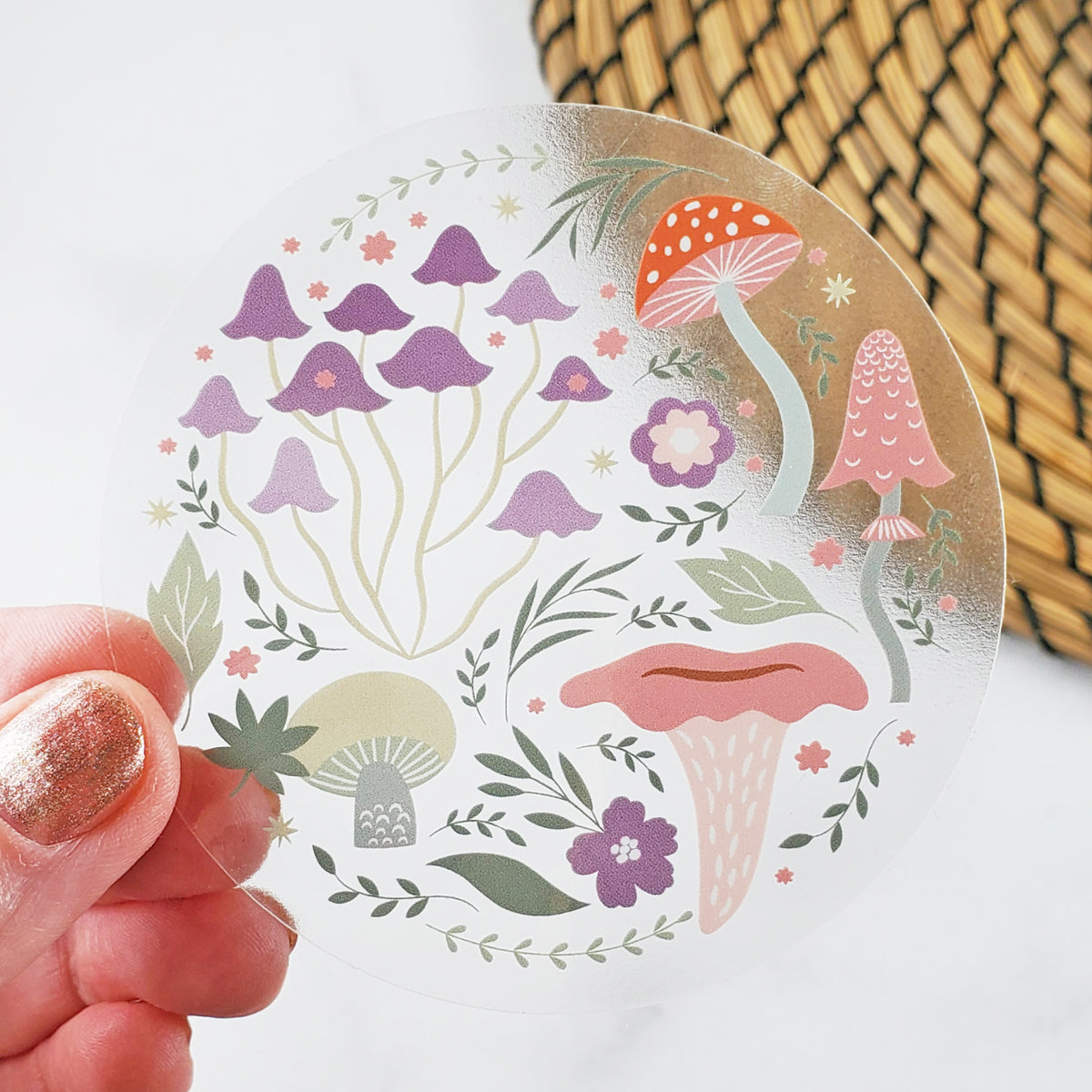 Mushroom Clear Sticker – Reel Line Jewelry