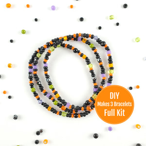 DIY Bracelet Kit - Makes 3 Stretch Bracelets. Free Shipping USA. Halloween.