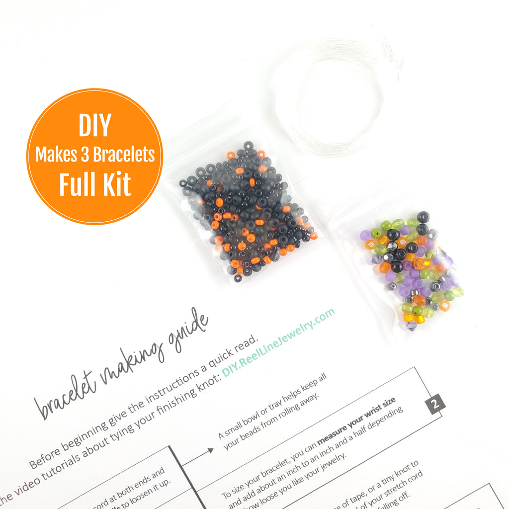 DIY Bracelet Kit - Makes 3 Stretch Bracelets. Free Shipping USA