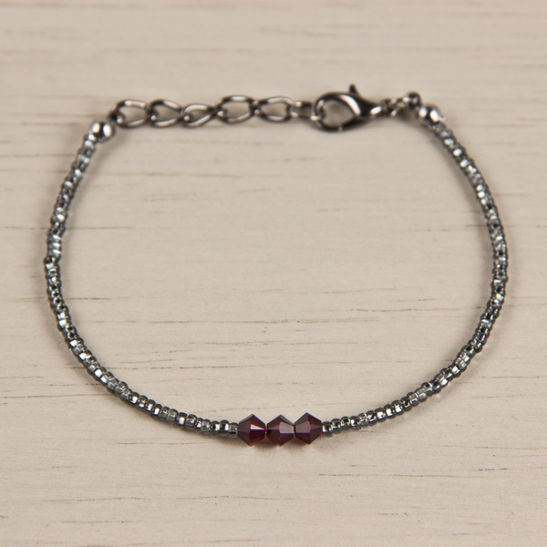 Birthstone Bracelet, Swarovski Crystal, January Garnet