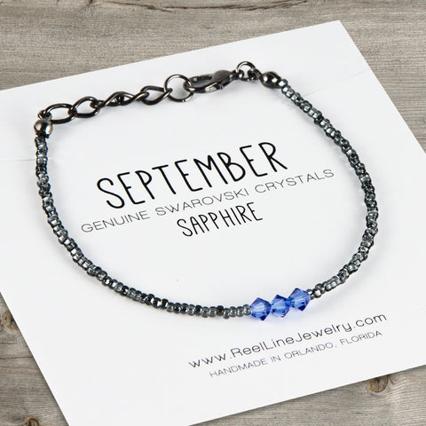 Birthstone Bracelet, Swarovski Crystal, September Sapphire