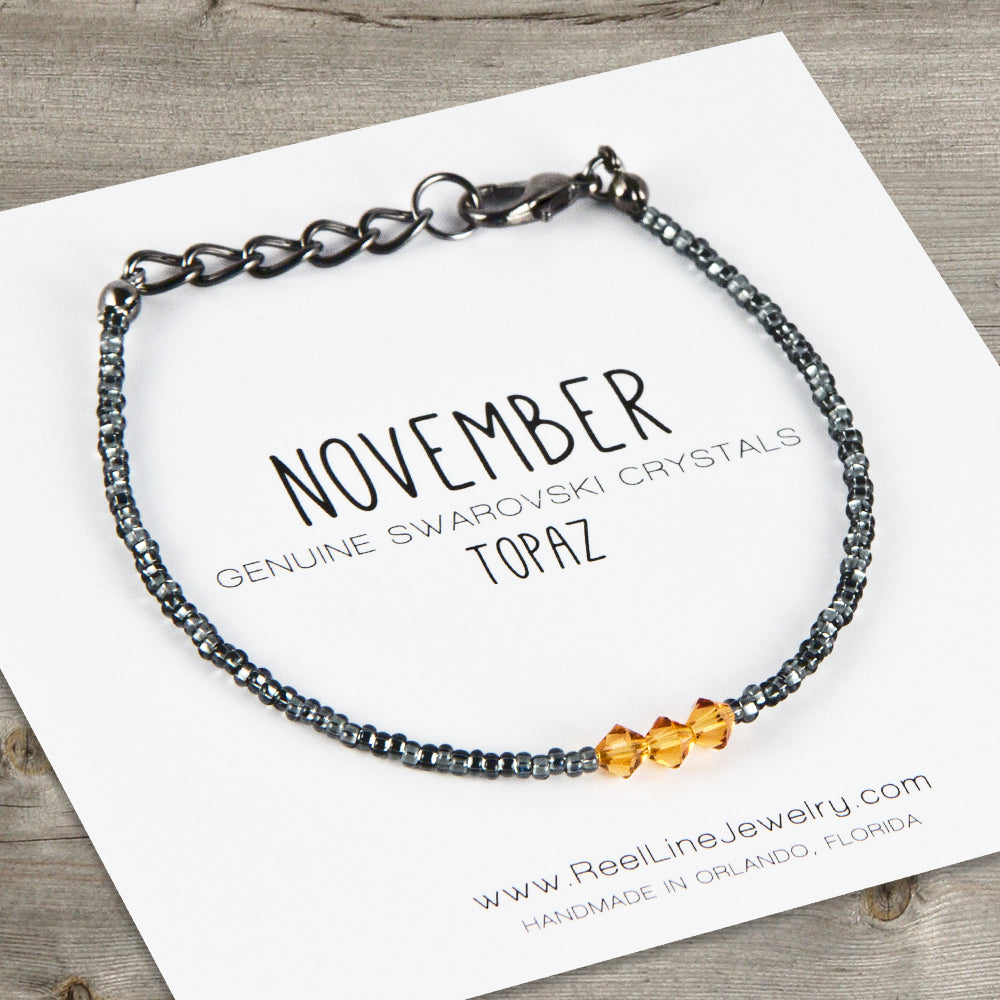 Birthstone Bracelet, Swarovski Crystal, November Topaz